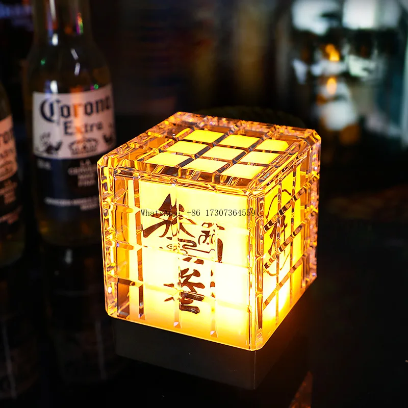 

LED bar desk lamp creative personality clear bar coffee shop table lamp KTV night light night field Rubik's cube atmosphere ligh
