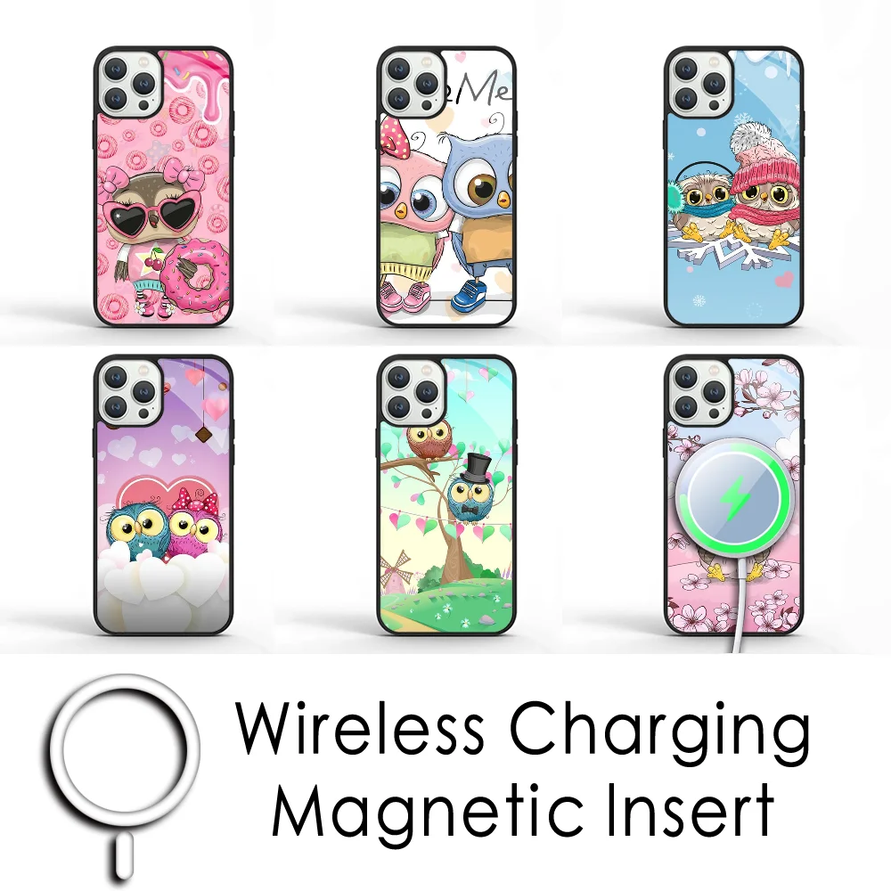 

Lovely Animal Owl Phone Case For IPhone 16 15 Pro Max Case 14 Plus 13 12 11 Magesafe Magnetic Wireless Charge Cover