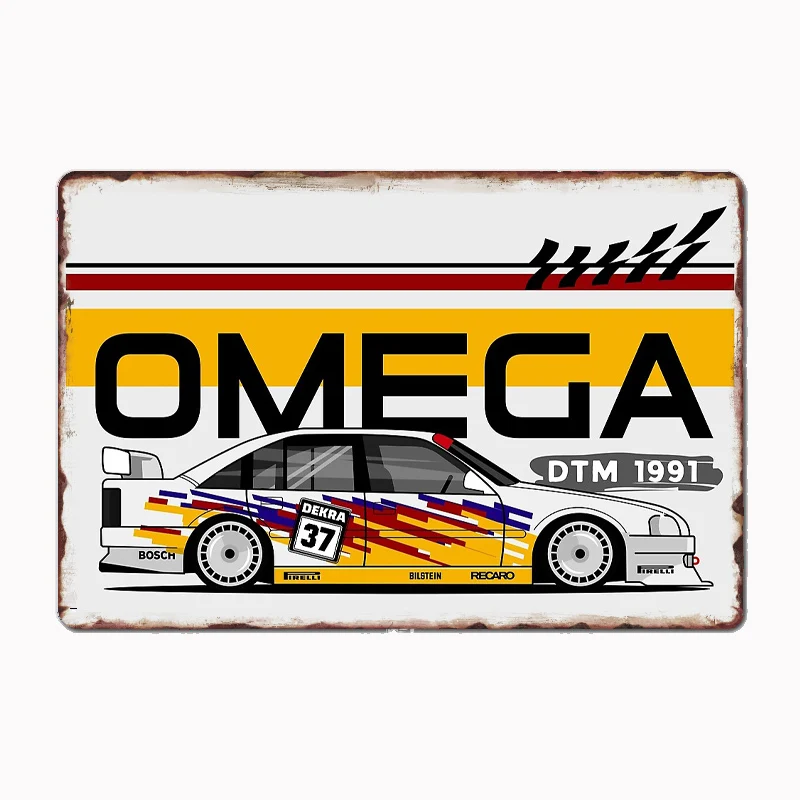 Omega DTM 1991 Sports Car Metal Sign Poster Garage Room Decor Automobile Club Custom Tin Vintage Home Decor