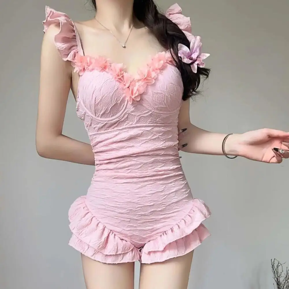 Korean Fashion Jumpsuits Swimsuit Summer Women's Sexy Bikini Beach Vacation Swimwear Girl Cute Pool Bathing Suit Quick-Drying