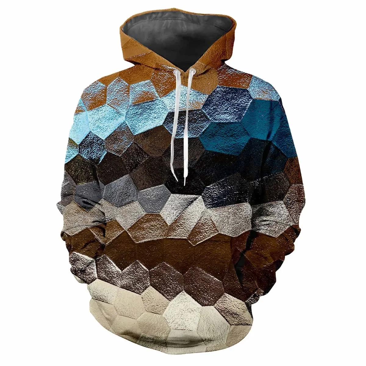 

Trendy men's Hoodie Printed Tartan Patterns Digital Printing Casual Long Sleeved Hooded Thick Fabric Tops