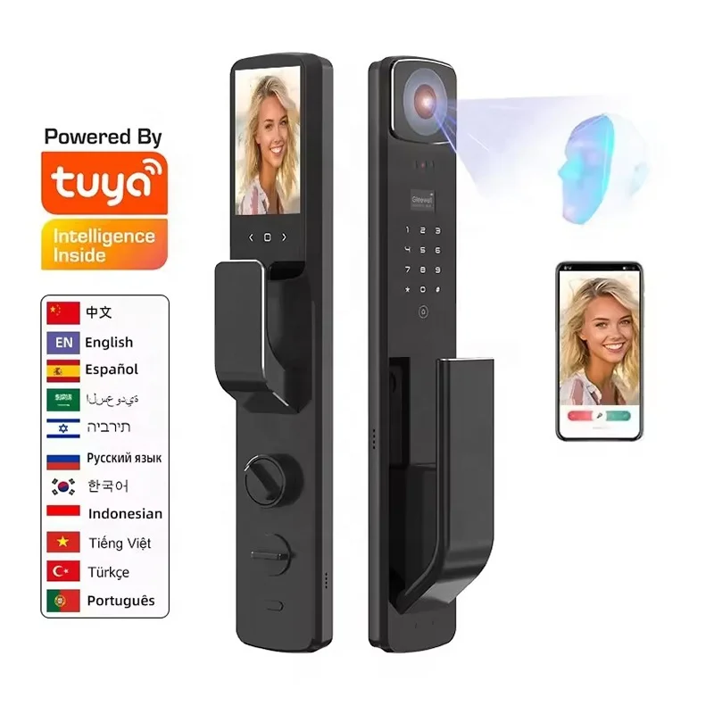 

Manufacturer Wholesale 3D Face Recognition Video Intercom Lock Digital Tuya Remote Camera Biometric Fingerprint Smart Door Lock