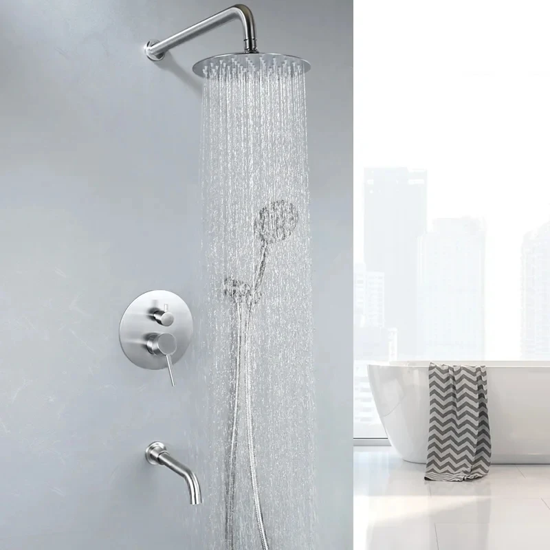 الأمطار دش مجموعات 304 حمام من الفولاذ المقاوم للصدأ دش مجموعة في الحائط دش مخفي الباردة والساخنة صنبور حوض خلاط صنبور #5