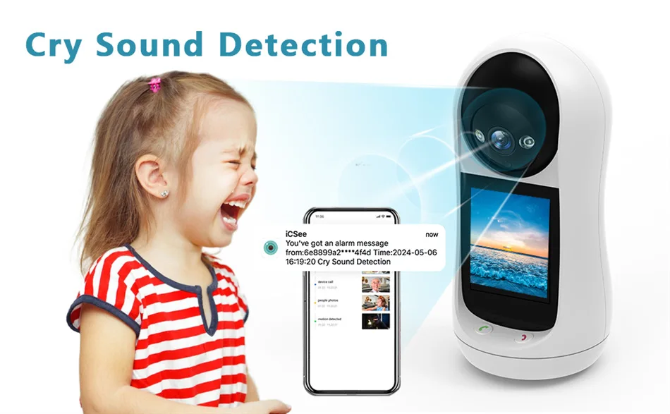 

Voice Assistant Security Camera: 360° Panoramic Cry/Motion Alerts 3MP HD Two-Way Call Night Vision, Cloud/TF Storage, Easy Setup