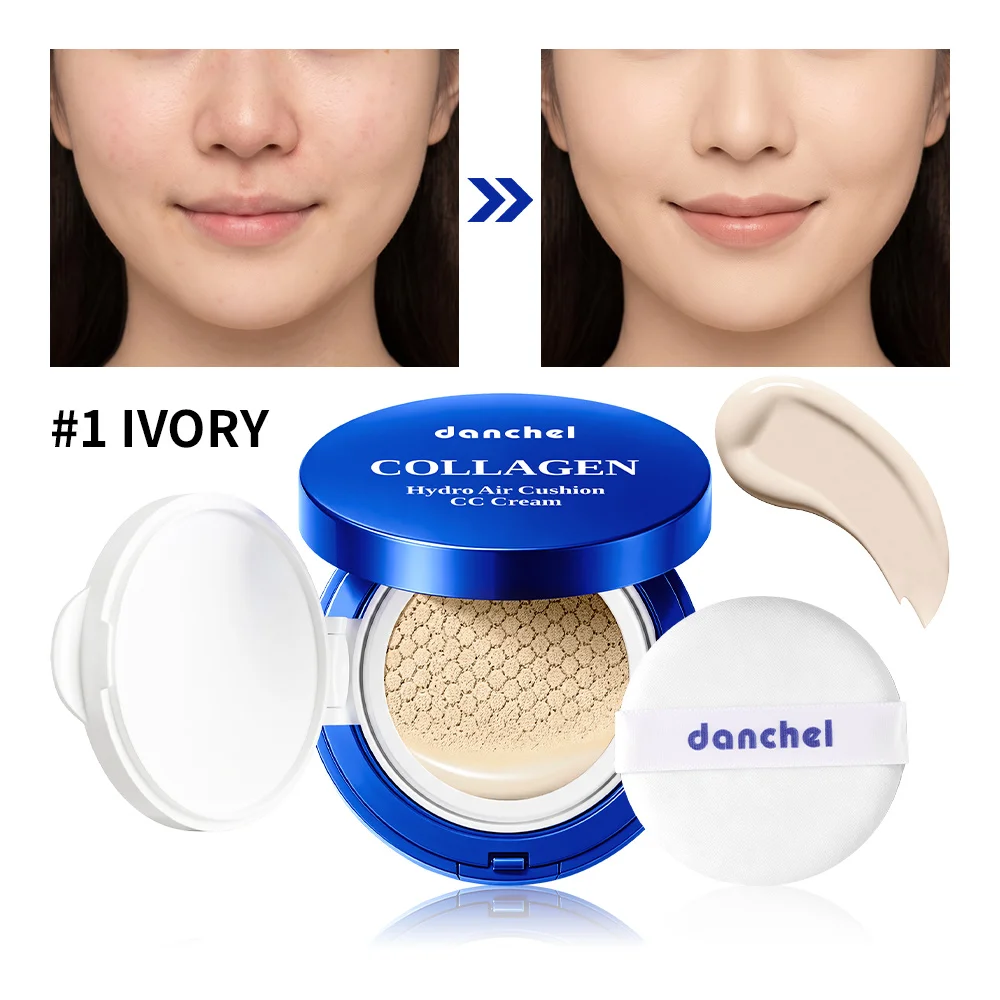 Collagen Infused Air Cushion CC Cream Gentle Imperfection Coverage Long-Lasting Hydration Glowing Foundation Cosmetics