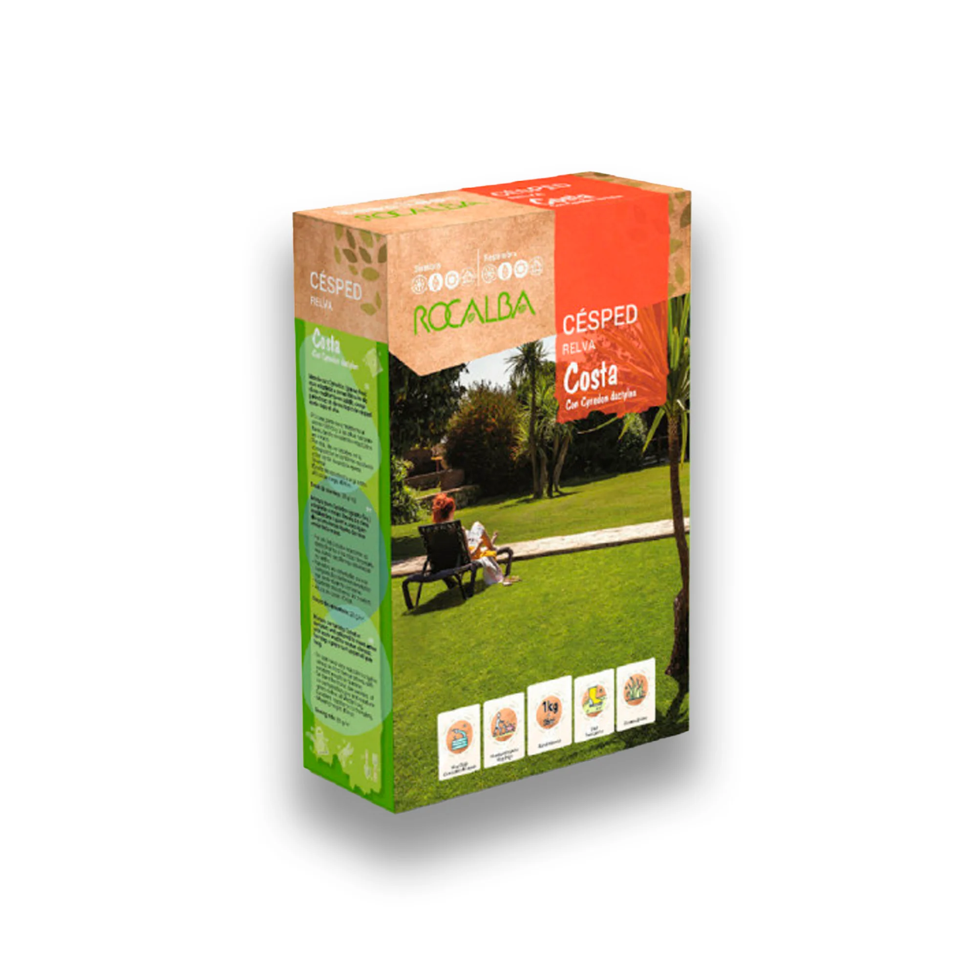 Semillas Césped COSTA con Grama Fina Cynodon 1 KG para 35 m2| Ideal para Climas Mediterráneos Cálidos | Alta Resistencia al Calor y Sequía y pisada frecuentes | Césped Verde Todo el Año | Bajo consumo de agua | Nexum+Market