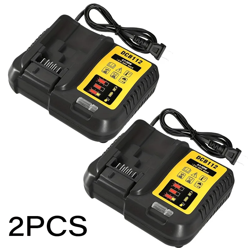 

2Pcs Battery Charger for Dewalt, charges 12V & 20V Max battery, compatible with DCB124 DCB126 DCB200 DCB206, for power tools