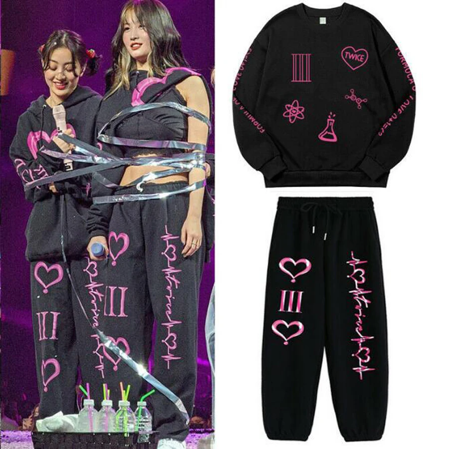 

KPOP Twice 4th World Tour Women's Sportswear Sets Casual Tracksuit Two Piece Set Hoodie and Sweatpants Sweat Suit Female Outifit