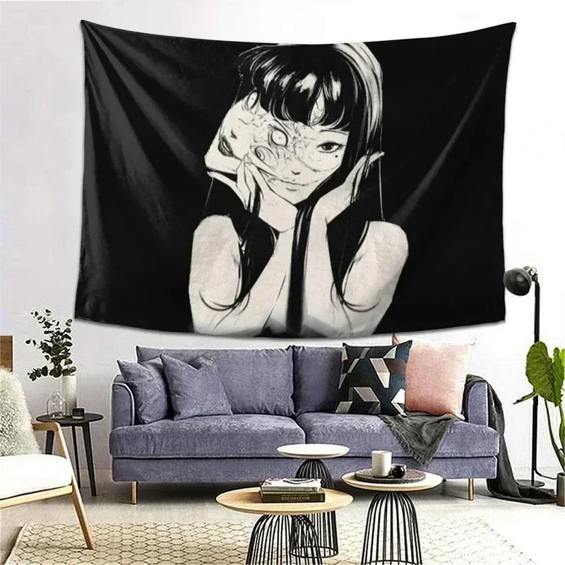 Japanese Horror Manga Tapestry Tomie Unlimited Junji Ito Wall Hanging Creepy Aesthetic Witchcraft Supplies Anime Room Decor