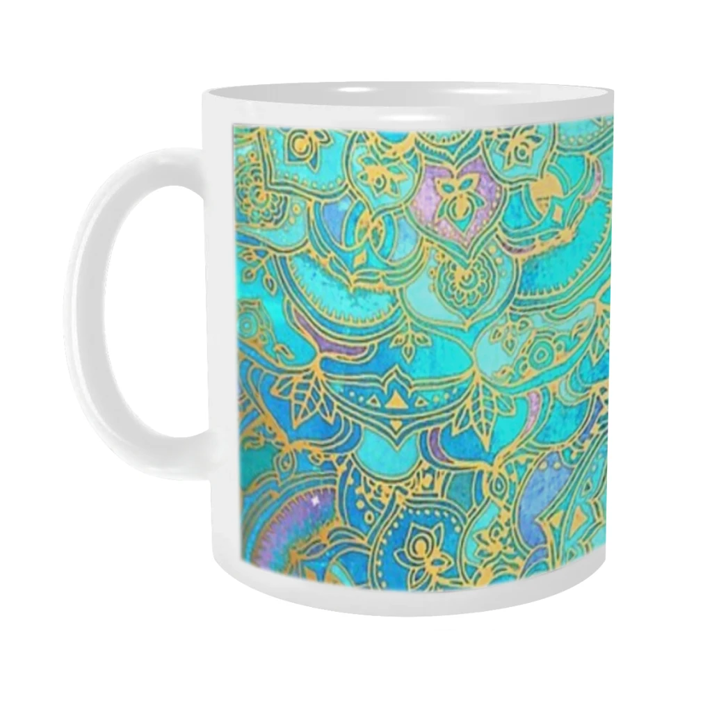 

Sapphire & Jade Stained Glass Mandalas Tea Coffee Mugs Bachelorette Party Team Groomsman Cups Wedding Gifts