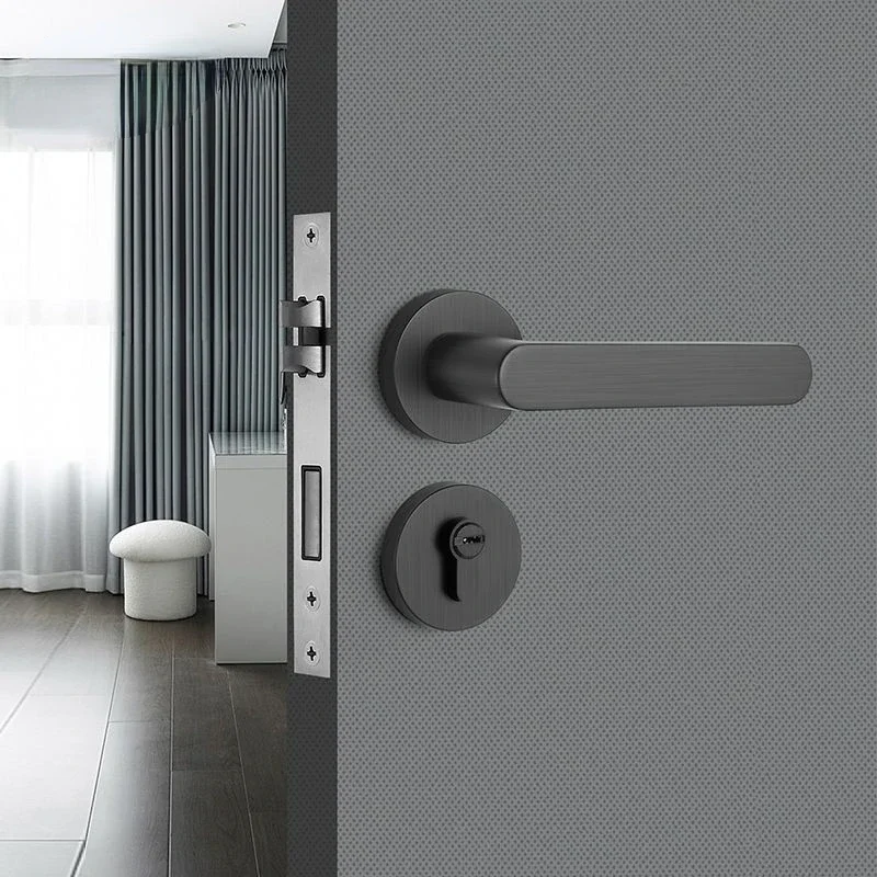 

Simple Indoor Split Lock with Magnetic Absorption and Silent Sound, Bedroom Door Gray Solid Wood Handle Handle Lock