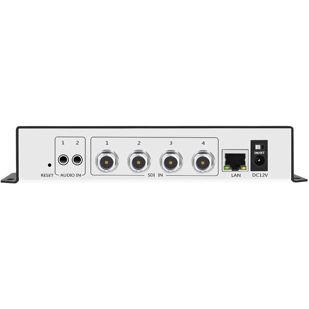 4 Channels HEVC H.264 H.265 SD HD 3G SDI to IP Live Video Streaming Encoder Converter with RTMPS HTTP RTSP RTMP UDP ONVIF HLS