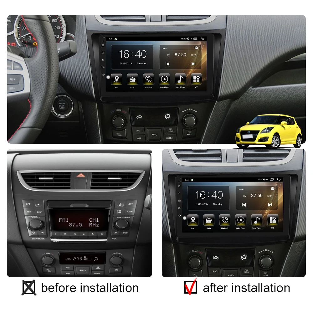 8G 256G Car Radio Android Auto Stereo For Suzuki Swift 2011- 2016 Multimedia HD Screen 2 Din Stereo Head Unit GPS Navigation 4G