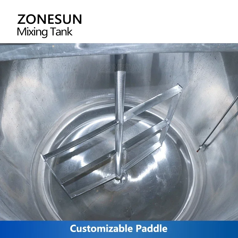 ZONESUN 500L/1000L Stainless Steel Mixing Tank with Heating Agitator Homogenizer Emulsifier Blender for Liquid Gel Liquid Soap