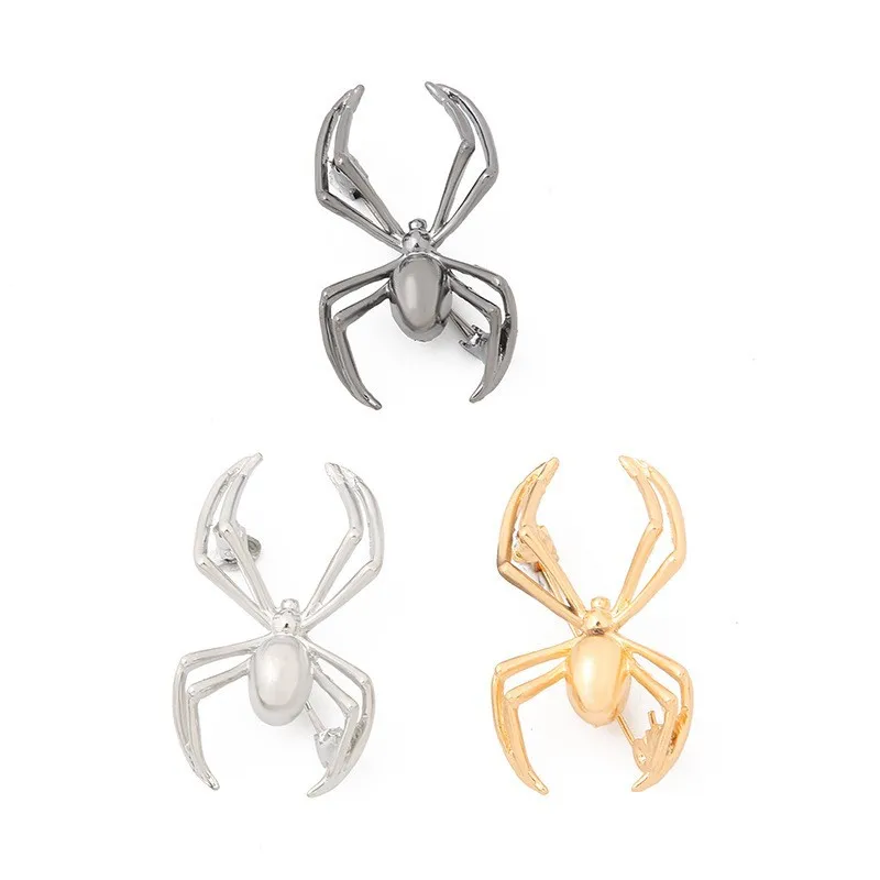 SKEDS Fashion Matte Spider Metal Brooches For Women Men Pearl Crystal Insect Badges Trendy Pins Unisex Clothing Coat Brooch