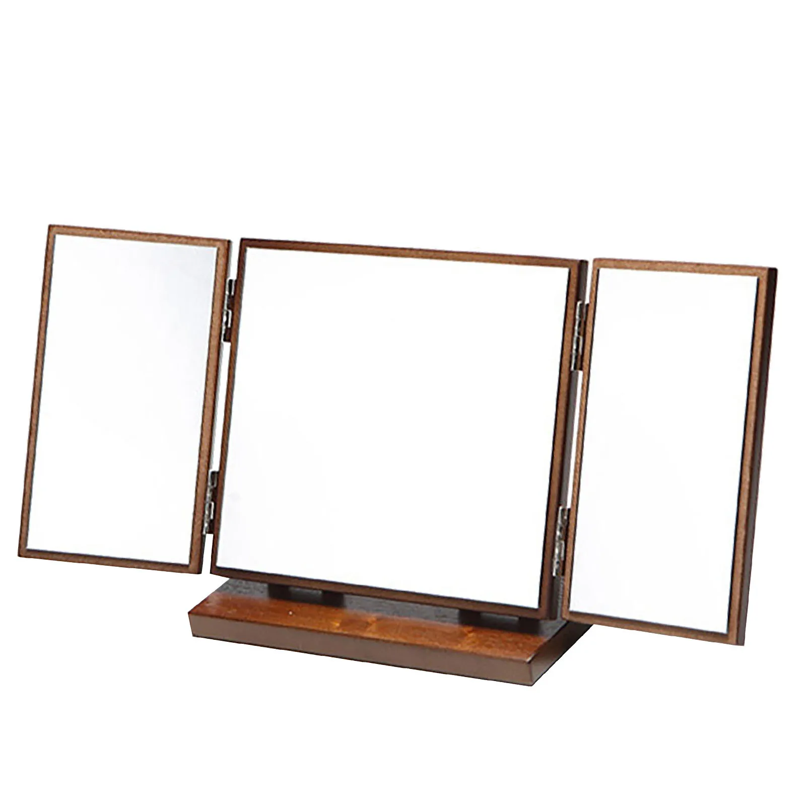 

1Pcs Wooden Design Folding Makeup Mirror with Carved Pattern Desktop Mirror for Girls Bedroom Girl Makeup Tool