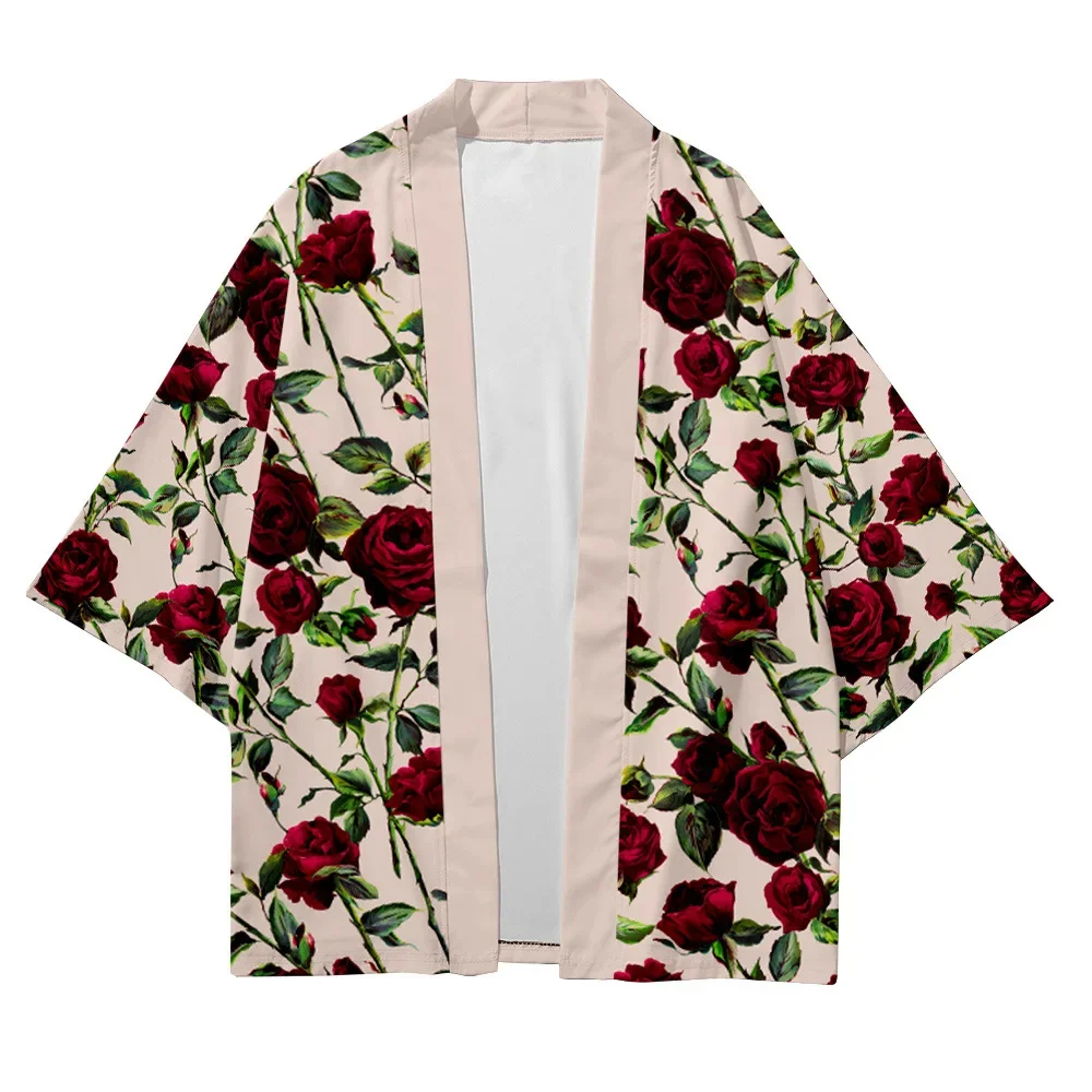 Summer Samurai Kimono Stylish Floral Print Haori Streetwear Kimono Cosplay Yukata Japanese Fashion Cardigan Men Robe Hot Sale