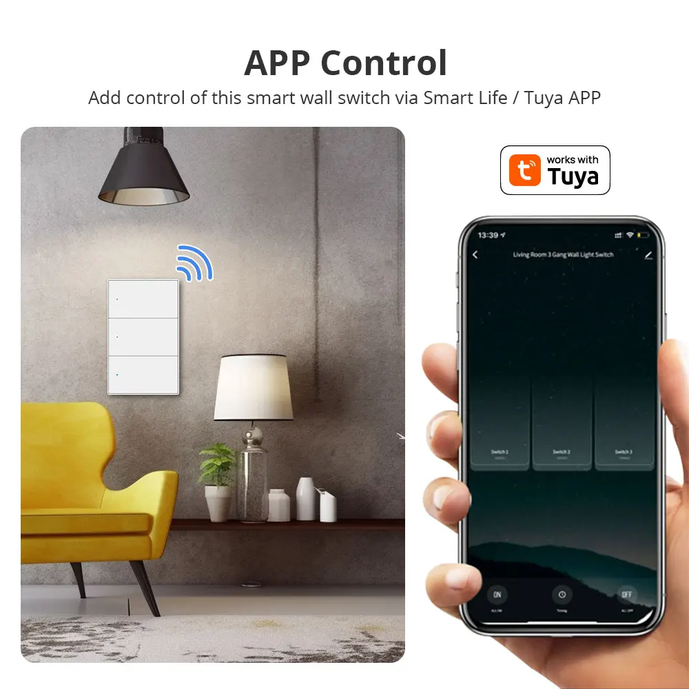Zemismart wifi eua interruptor de luz parede fio neutro necessário trabalho com tuya alexa google casa controle voz 1 2 3 gangues interruptor