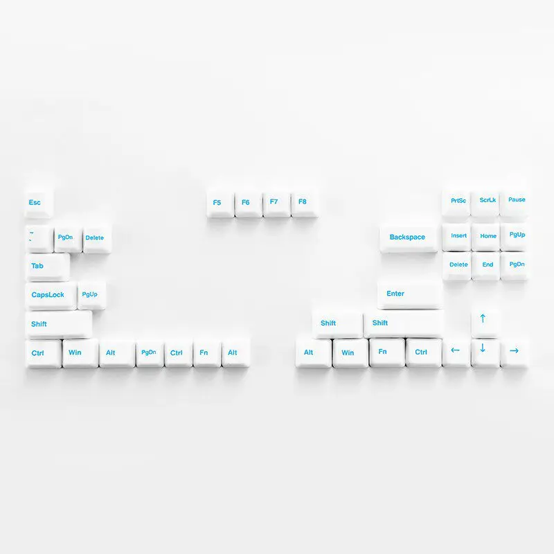 Ceramic Keycap Set B Function Area White-aqua Blue Custom Keycaps for Mechanical Keyboard Magnetic Axis Artisan Key Caps PC Gift