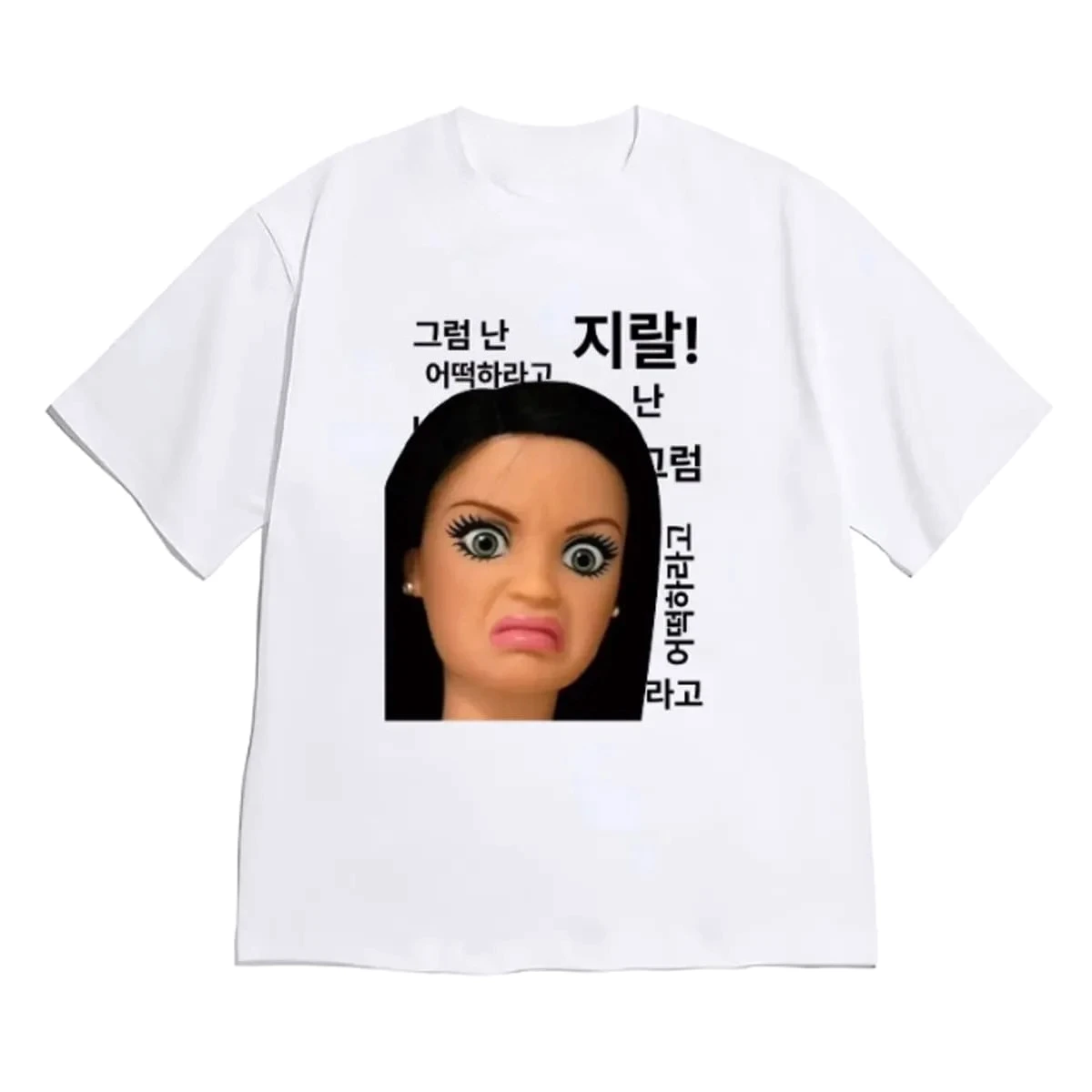 Camiseta gráfica con meme de muñeca rubia divertida para mujeres y hombres, manga corta, estilo Y2K, estética Harajuku, ropa casual barata.