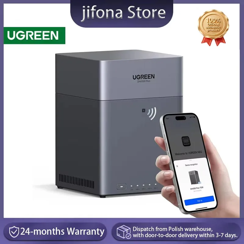 UGREEN DH4300 Plus DXP4800 DXP4800 Plus Mini NAS AI Photo Album 8GB 8TB 12TB 16TB Disque Dur LPDDR4X 4 baies SATA Disque Dur SSD Octa-core A55-A76 NFC 2.5GbE RJ45 Stockage
