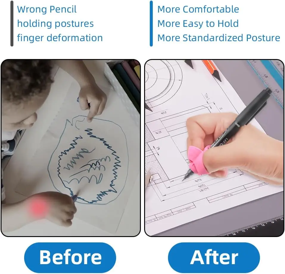 4 Pack Ergonomic Pen Grip Corrector Soft Rubber Hand Writing Posture Trainer Kids Handwriting Aid Correction Stationery Tool gallery 2