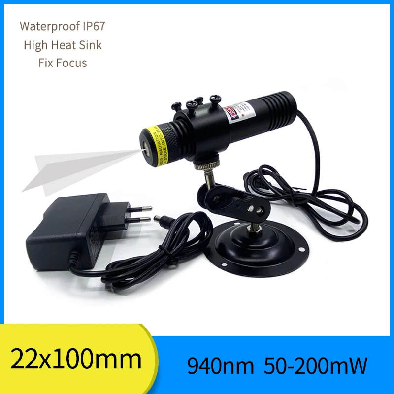 

Waterproof Glass Lens Cross Line D22X100 940nm IR 50mW 100mW 200mW Laser with High Heat Sink for Woodworking Cutting Positioning