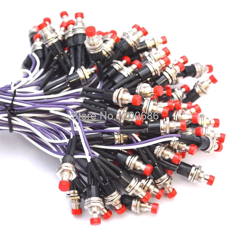 

10CM 20AWG VH3.96 WIRE NO PBS-110 ON/OFF Push Button Momentary Push Button Switch Lockless Momentary Switch wire harness