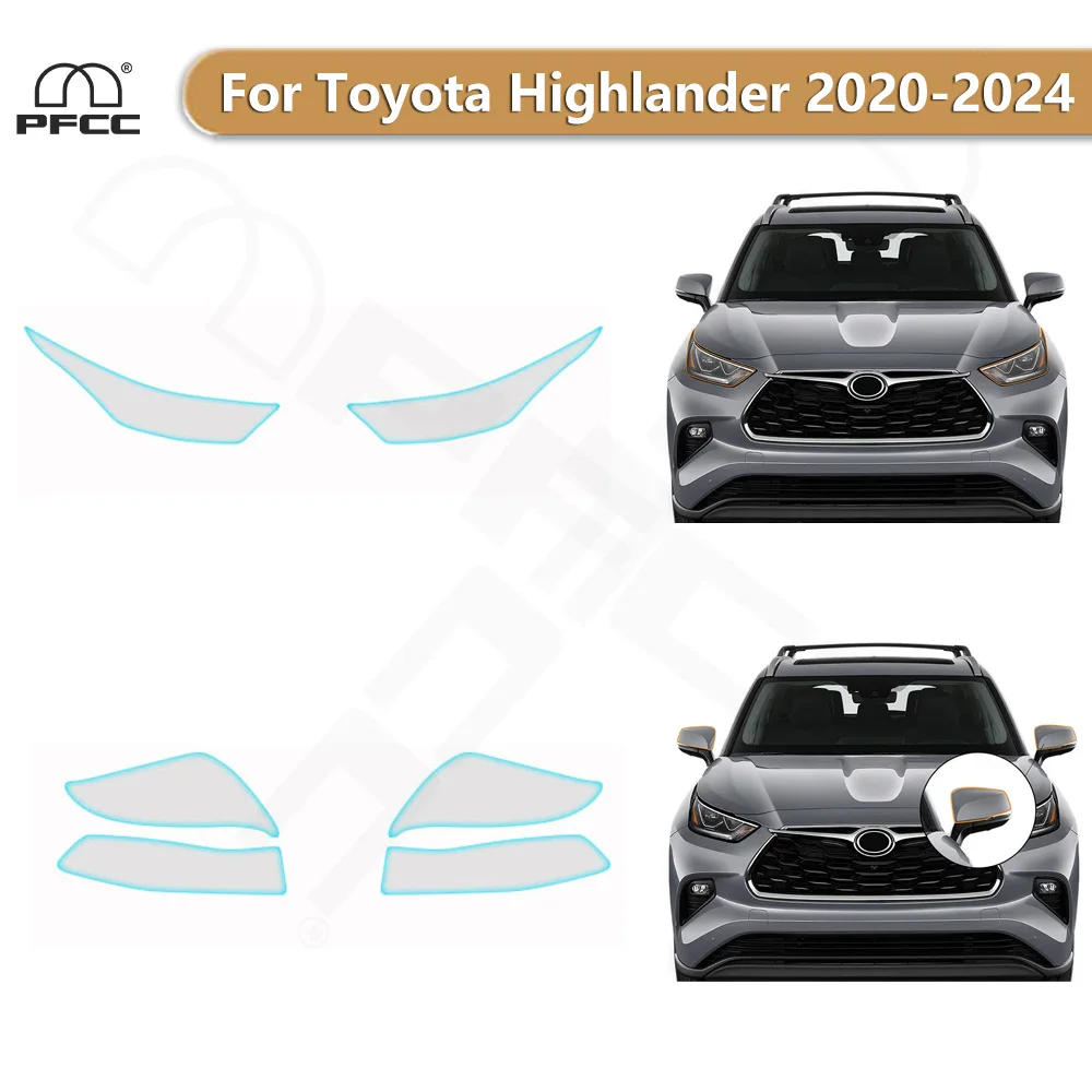 

For Toyota Highlander 2020-2024 Headlight Rearview TPU Paint Protection Film Pre-cut PPF Anti-scratch Clear Kit Resistant Cover