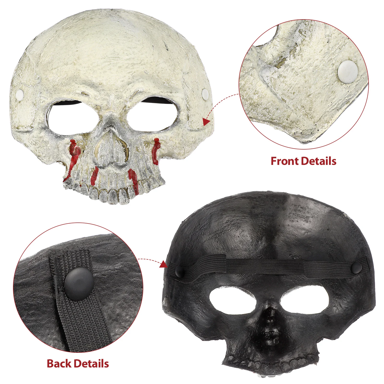 قناع جمجمة دموي نصف وجه رعب نمط الهالوين زي الديكور قناع مخيف تأثيري مهرجان الهيب هوب الرقص #1