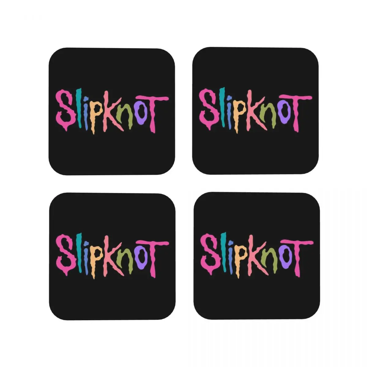 Slipknots Merch Coasters Kitchen Placemats Non-slip Insulation Cup Coffee Mats For Decor Home Tableware Pads Set of 4