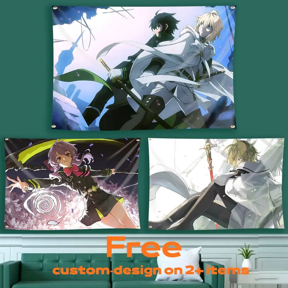 Vampire Reign Anime S-Seraph of the End Flag Tapestry Banner for Bedroom Living Room Outdoor Camping Custom Supported