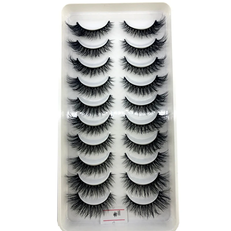 AMSDCN Künstliche Kurze Nerz-Wimpern, Natürlich Dramatische Falsche Wimpern, 10 Paar 3D-Wimpern für Make-up – Detail 17