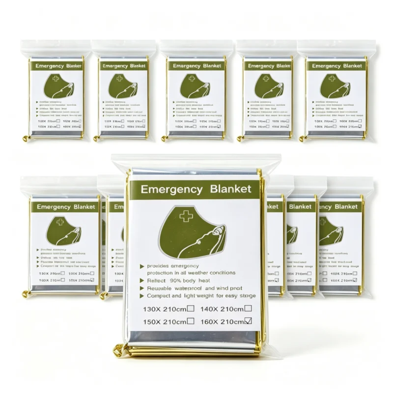 Survival Blanket Reflective - 10 sztuk Złotych Odblaskowych Koców Termicznych