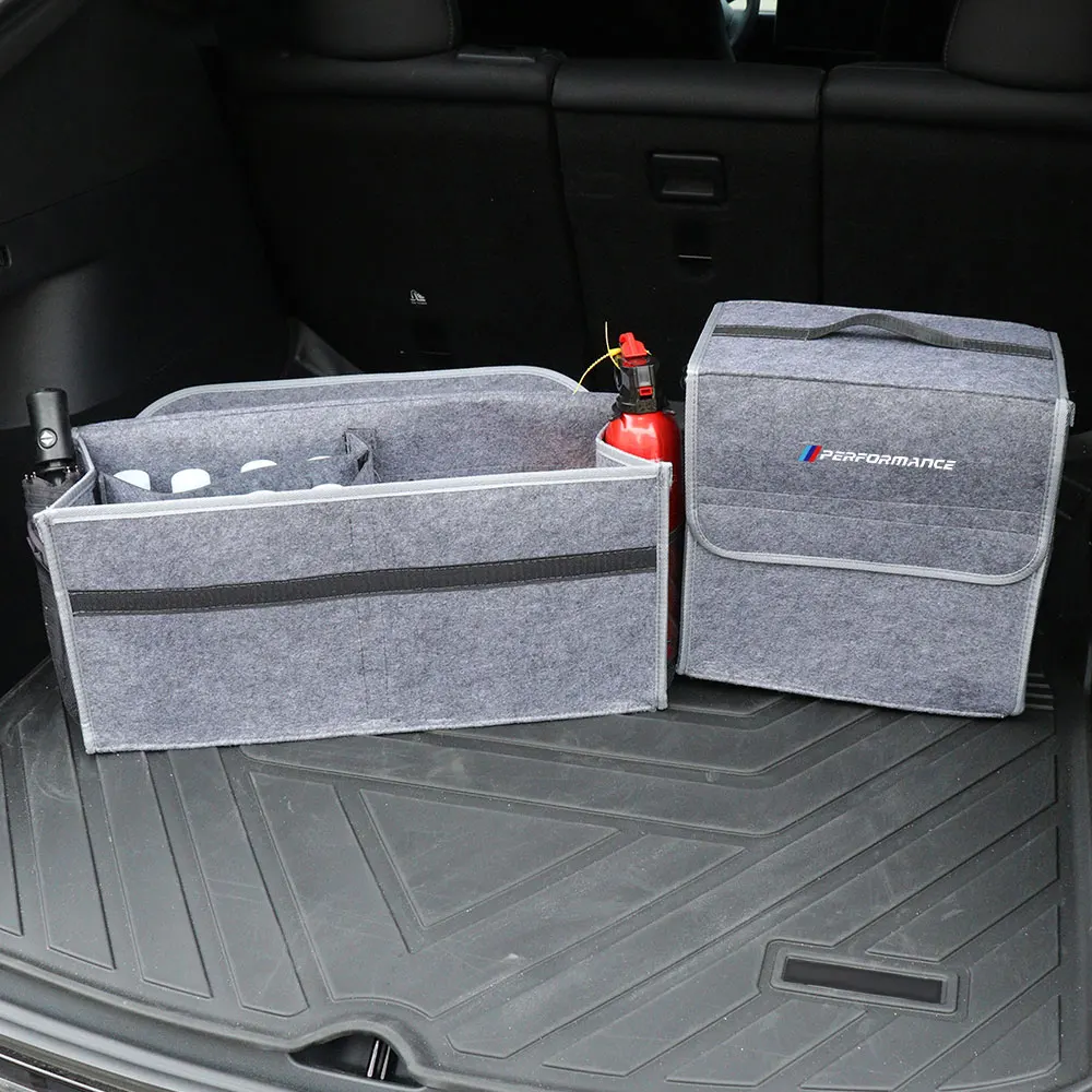 Car Storage Bag Trunk Organizer Box Felt Cloth Storage Box Auto Accessories For BMW M Performance E87 E56 E39 E92 E28 X1 X3 X5