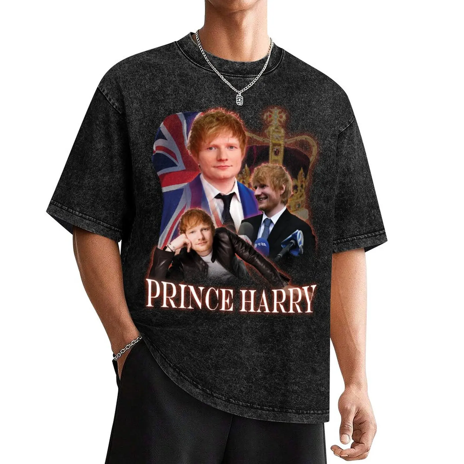 

Prince Harry Parody T-shirt Vintage collage T-Shirt heavyweights new edition Men's clothing