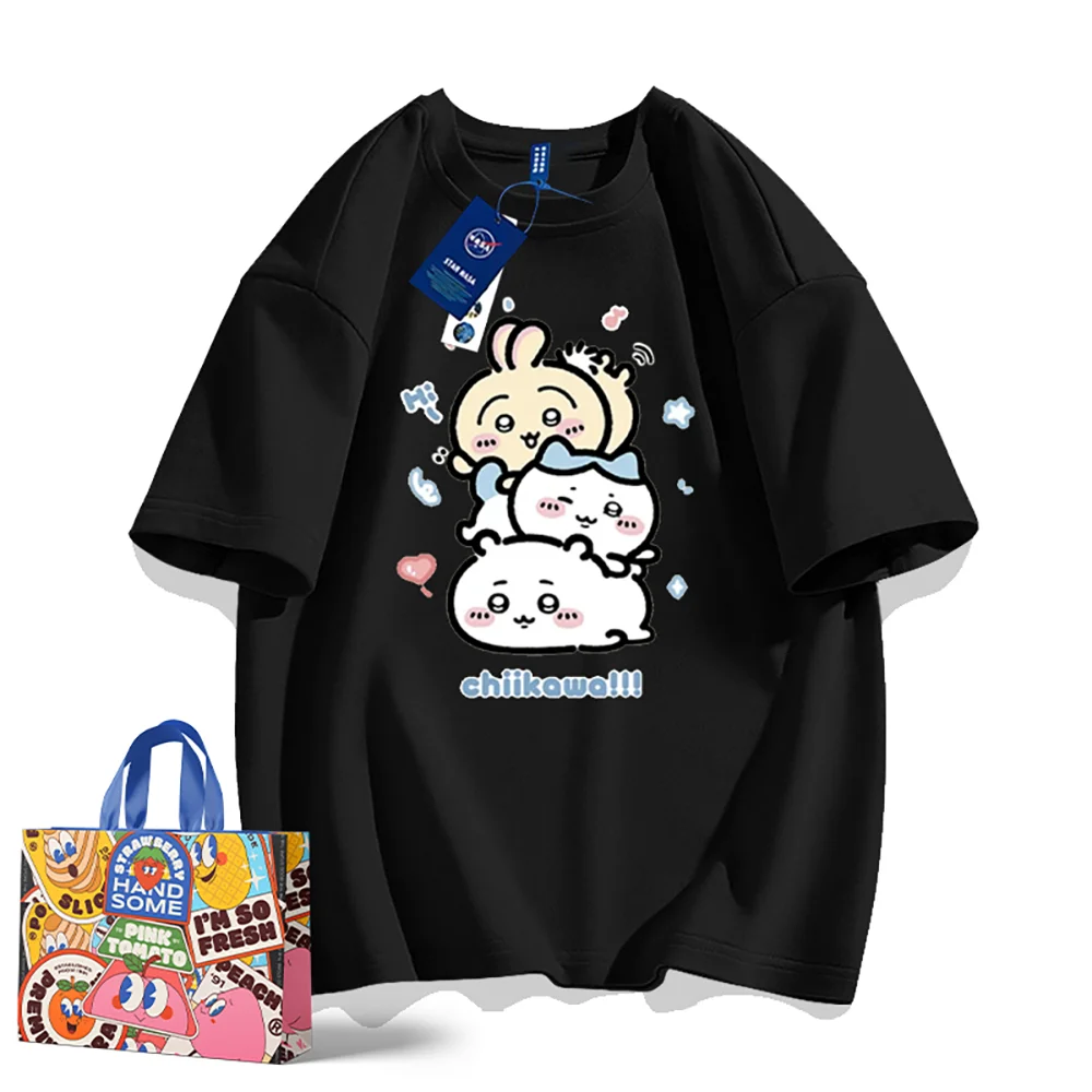 Summer New Anime Peripherals Chikawas Printing Short Sleeve Cartoon Cute Men and Women Leisure Trend T-Shirt Top Couple Style