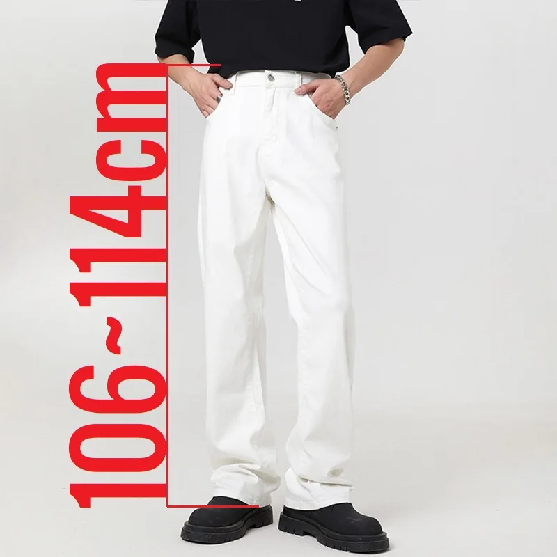 

Мужские винтажные джинсы прямого кроя, удлиненные (115-195 см), белые, размер 36, длина 42, из эластичного хлопка, для высоких мужчин ростом 190 см.