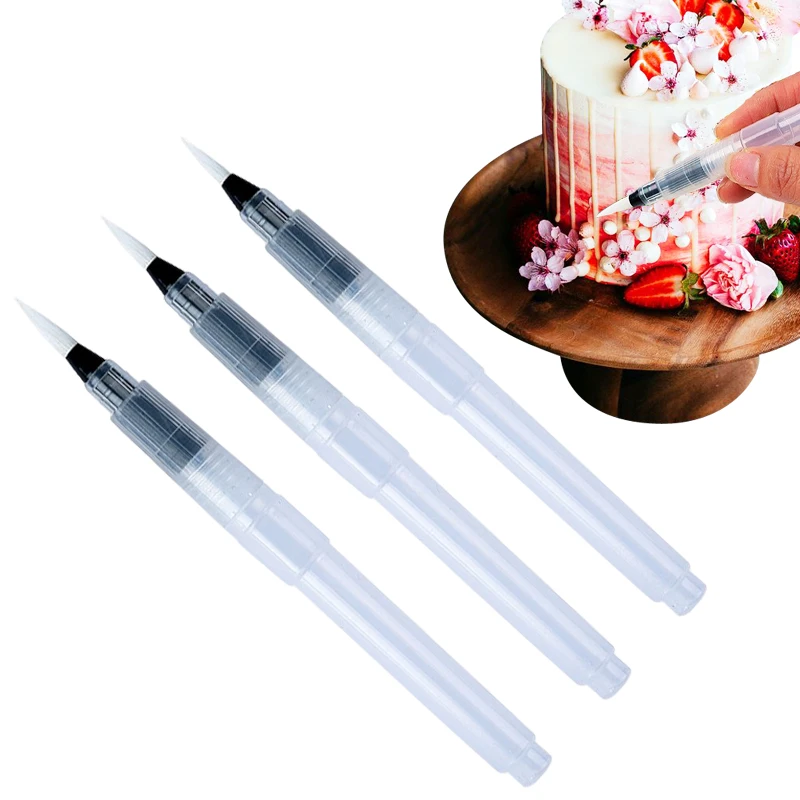 3pcs/set Coloring Water Painting Pen Fondant Cake Decoration Plastic Watercolor DIY Fondant Cake Craft Decorating Baking Tools