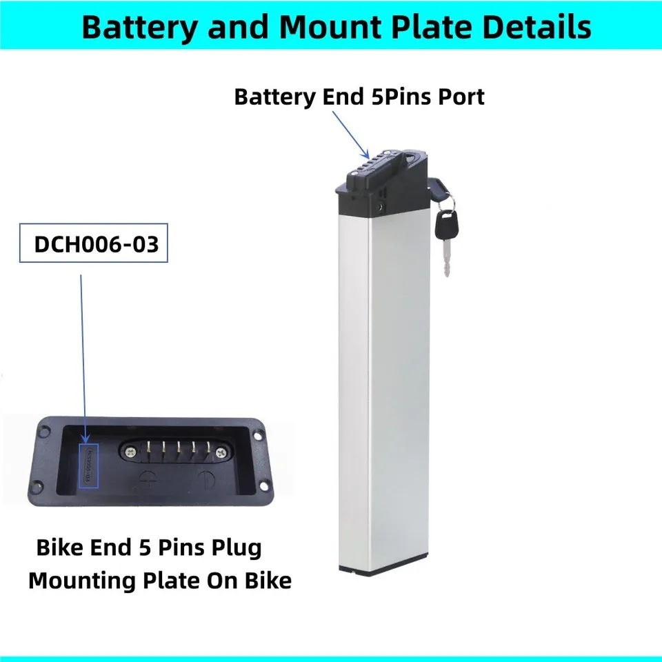 折りたたみ式電動自転車バッテリー,ALX-DCH006-03,48V, 10Ah, 4Ah