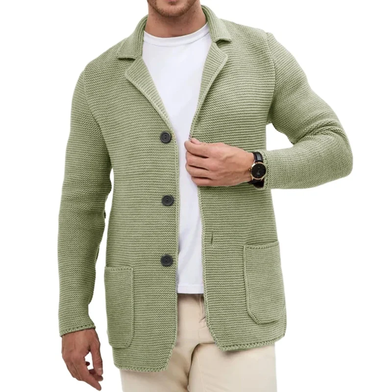 Autumn and Winter New Sweaters Cardigan Men's Lapel Knitted Blazer Sweaters