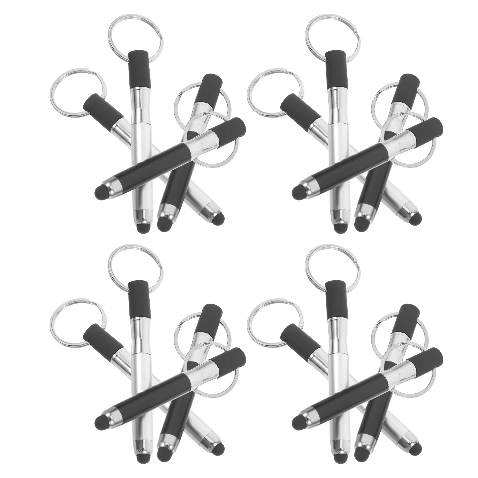 12 Pcs Touchscreen Ballpoint Pen Keychain Capacitive Stylus Lightweight Alloy Mini Keyring Screen Writer Scratch Resistant