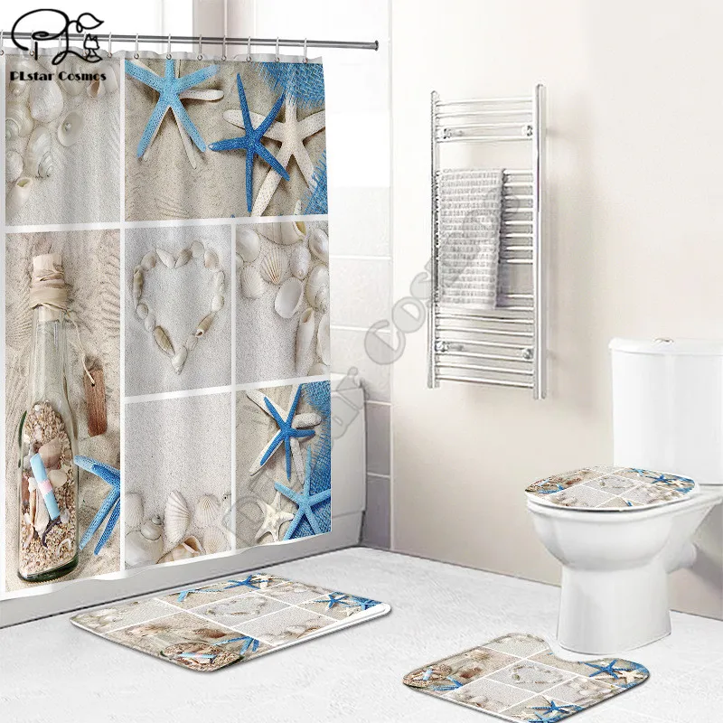 

Funny Cat Bathroom Set Together Shower Curtain Rug Set Bathroom Mats Rugs Toilet Decor Mat 3D Printed 01