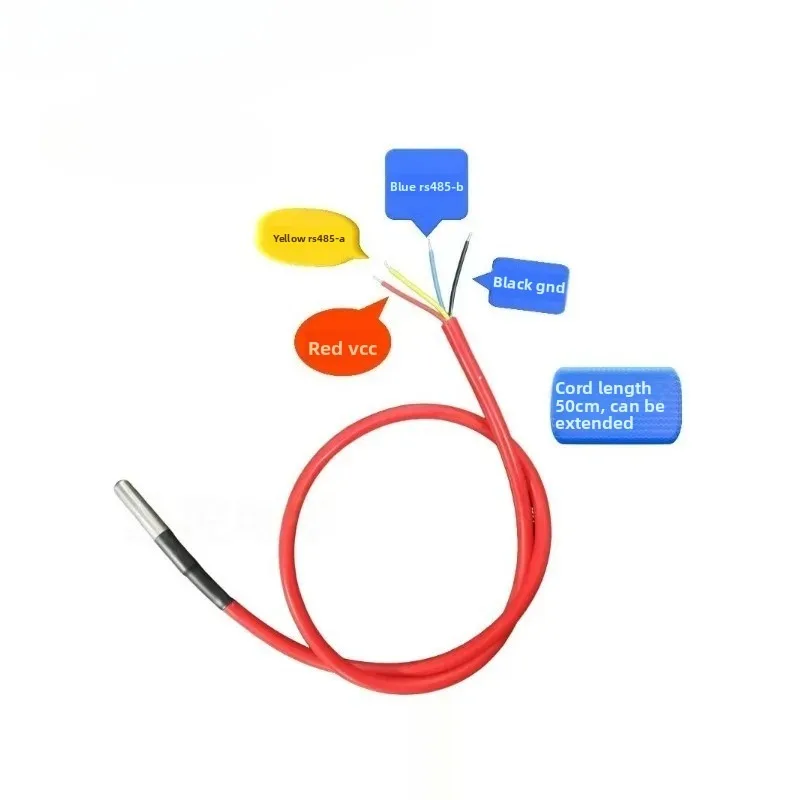 Temperature Sensor RS485 Communication Can Soak in Water High Temperature Sensor 125 Degrees Industrial Grade Modbus-RTU
