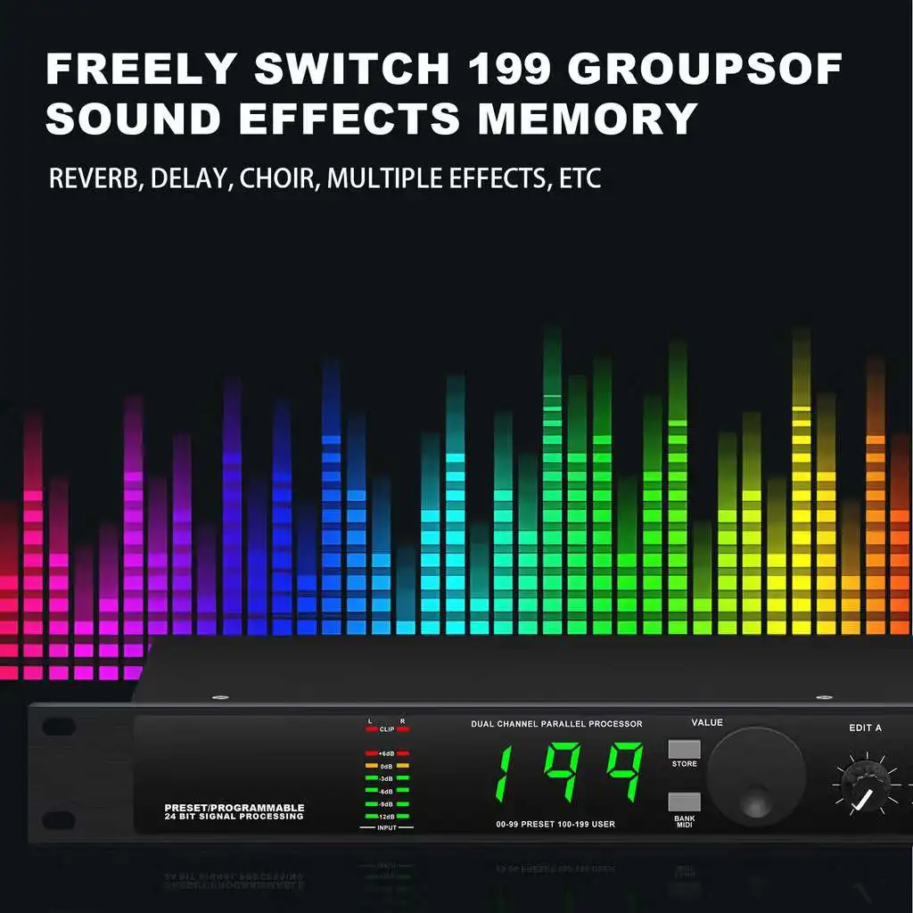 Professional Digital Reverb and Multi Effect DSP Processor Audio processor Equalizer vocal microphone