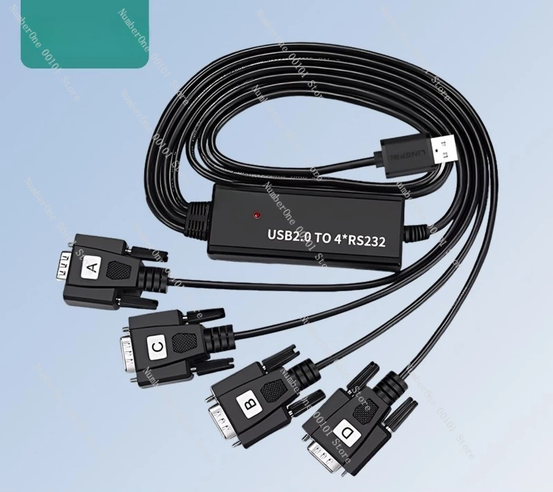 

Кабель-конвертер USB в RS232, 1 на 4 порта COM DB9, с чипом FT232, адаптер с двумя портами в британском стиле