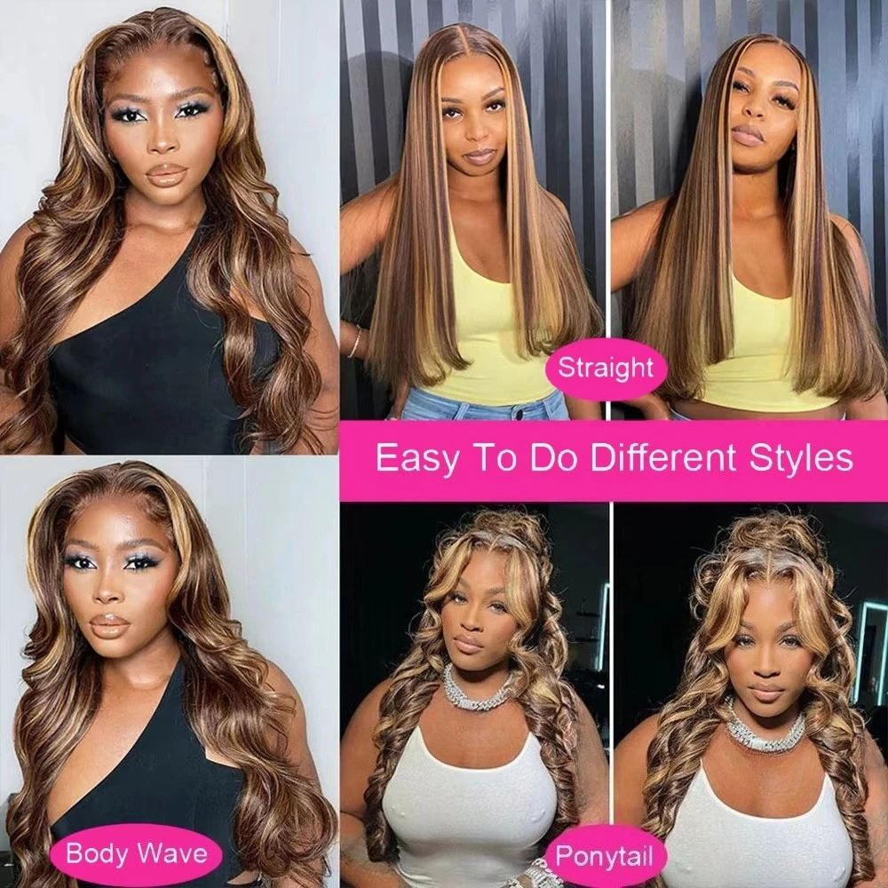 40 بوصة تسليط الضوء على الجسم موجة 100% الشعر البشري 200% للنساء السود العسل شقراء الدانتيل شعر مستعار أمامي 13x6 HD الدانتيل الباروكة الأمامية البرازيلي