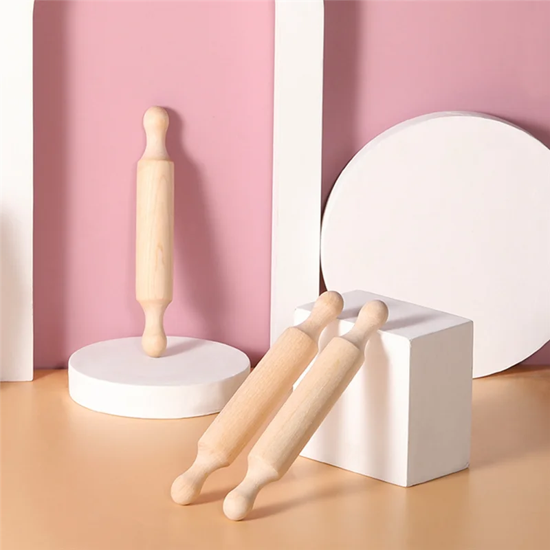 A71Z 20PCS Mini Rolling Pins for Crafts, Small Wooden Dough Roller for Children in the Kitchen Baking Wooden Tiered Tray