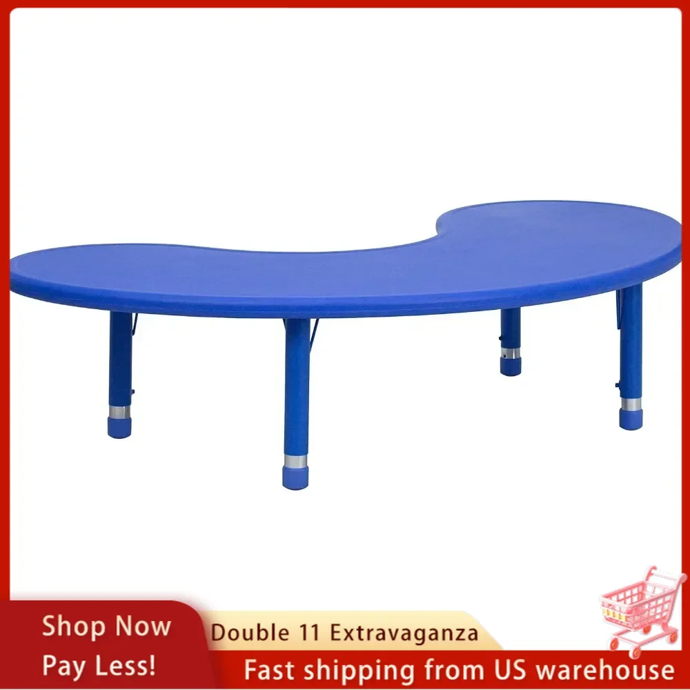 Half-Moon Preschool Activity Table for Kids, Altura ajustável, Plastic Classroom, Escola e Casa