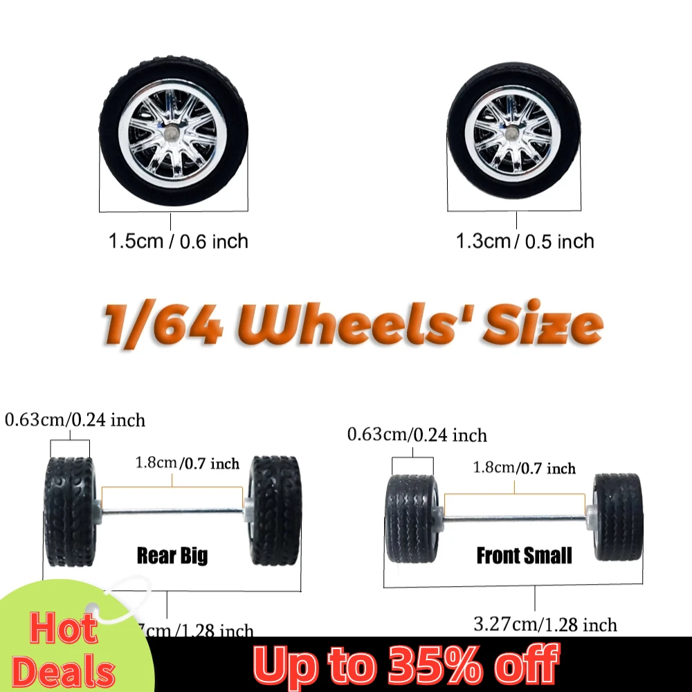 1/64 Electroplating Model Car Wheels with Detachable Tires Large Size Refitting Parts for Hot Wheels Matchbox D:13mm+15mm 1 Set